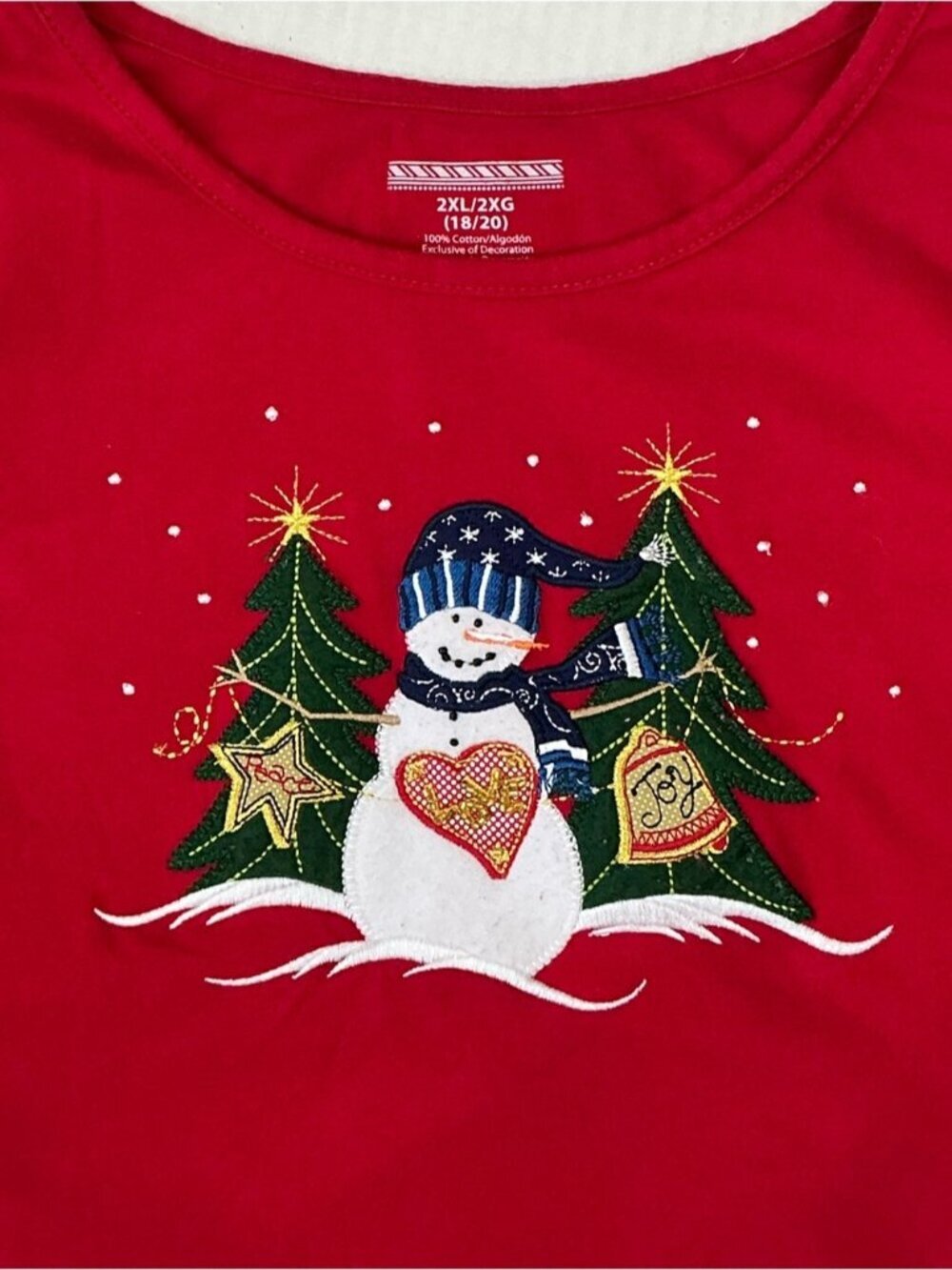 Christmas Tee Shirts Cotton Holiday Long Sleeve  Bundle  Red Women Plus Size 2X - Picture 9 of 15